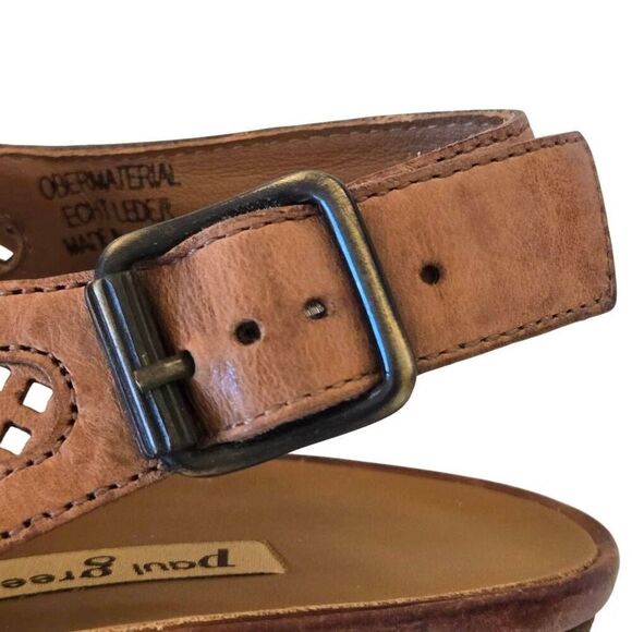 Paul Green Lois Perforated Leather Slingback Block Heel Sandal Size 8 - Picture 4 of 11